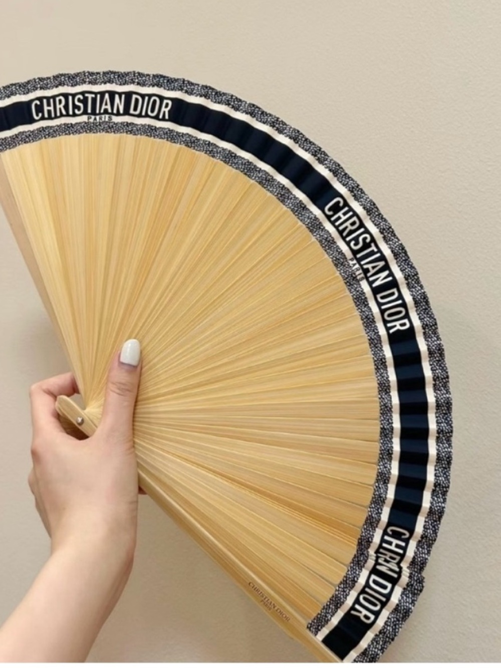 Dior beauty holding fan